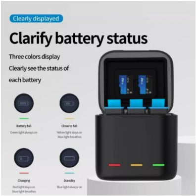 Triple Battery Charger for GoPro Hero 9, 10, 11 & 12